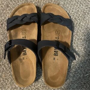 Women's Navy Sandals with Braided Strap